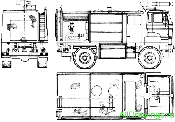 DAF 3300 DKX Fire Truck чертежи (рисунки) грузовика